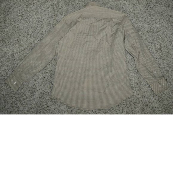 Mens Sport Shirt Dockers Tan Checked Small Long Sleeve Relaxed Button Front Pkt - Picture 4 of 4